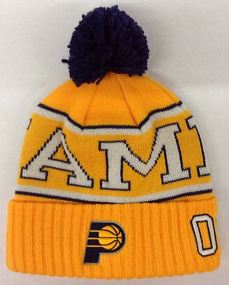 NBA Indiana Pacers Adidas ''Name & 00'' Cuffed Pom Winter Knit Hat Cap Style KV14Z