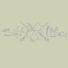 Salt Life Decal - 12 Medium Surface Mount Sticker - Hibiscus Boards - Silver
