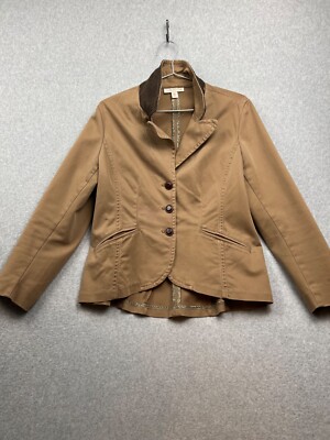Coldwater Creek Blazer Field Coat Women Petite 12 Stretchy Canvas Career*