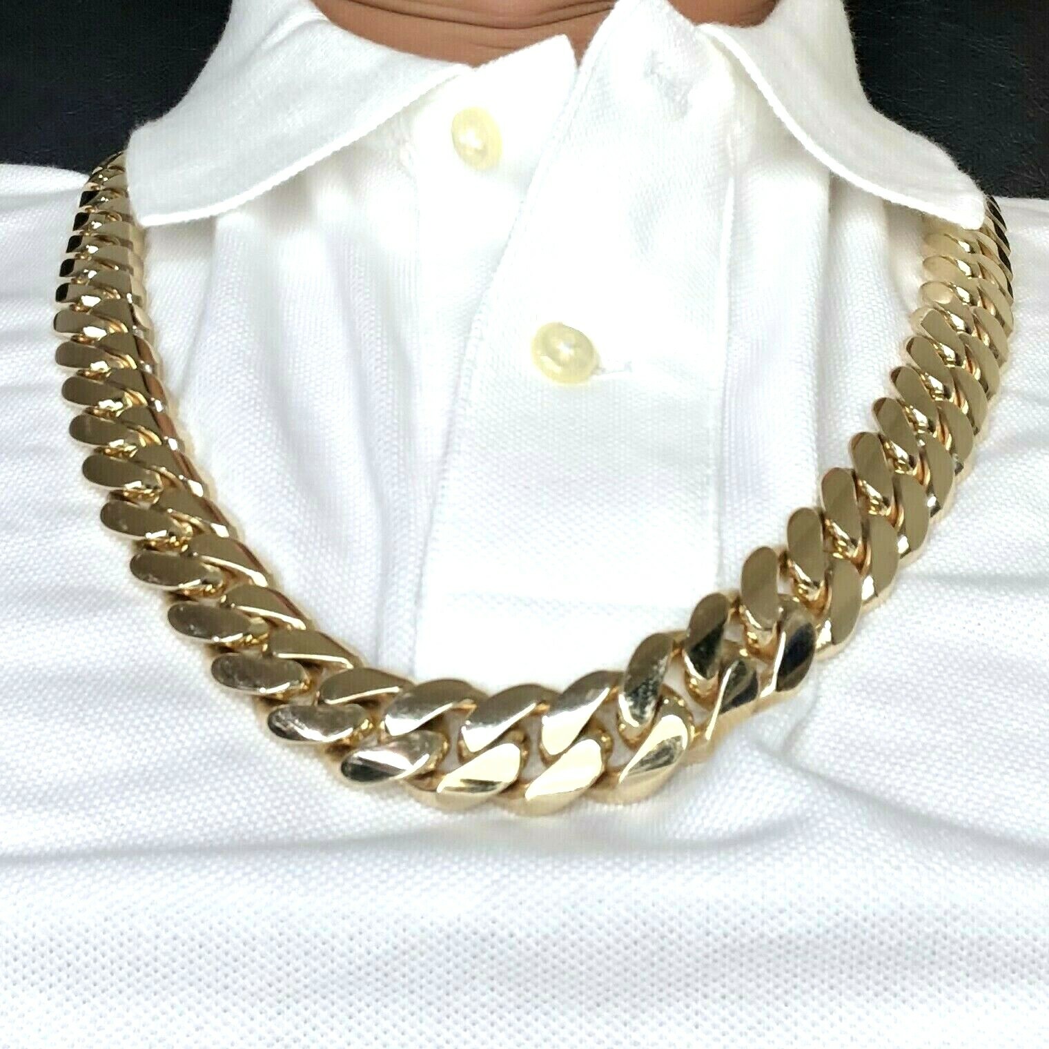 Men's Solid 14 Karat Yellow Gold Cuban Link Necklace Chain 575 Grams