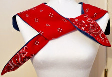 Vntg Handmade Womens Denim Bandana Reversible 18" Across Country Collar Cowgirl.