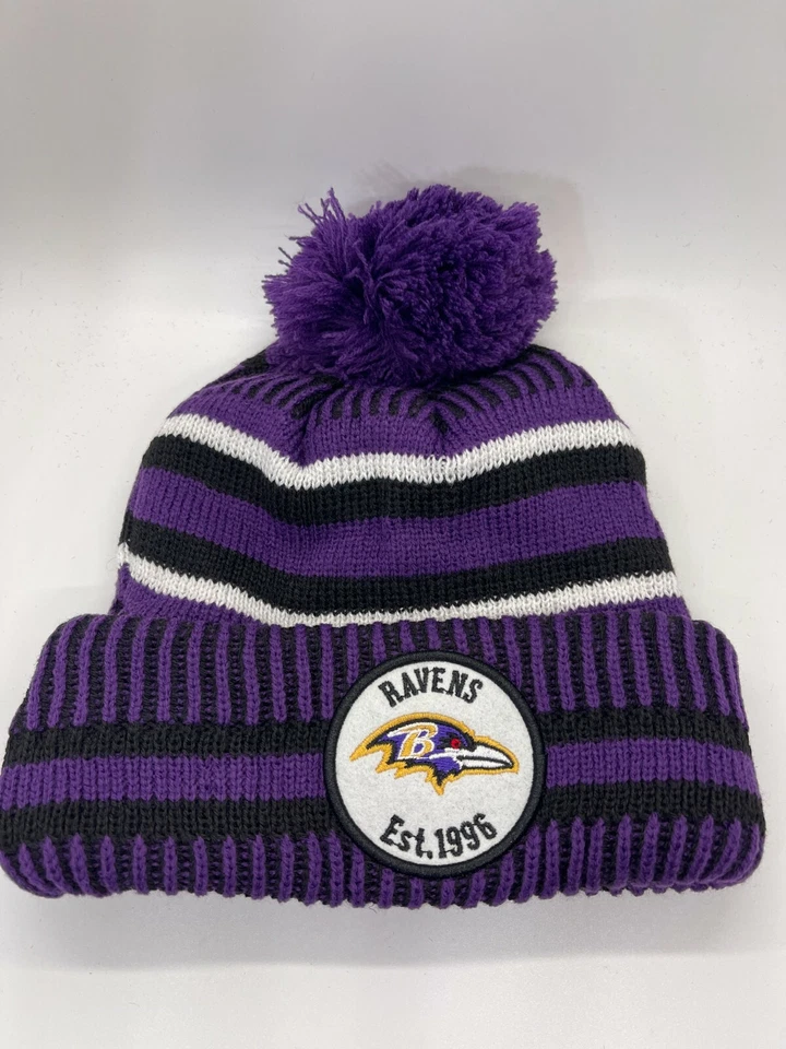 Gorro de futebol Baltimore Ravens New Era bordado boné de malha lateral redondo - Imagem 2 de 4