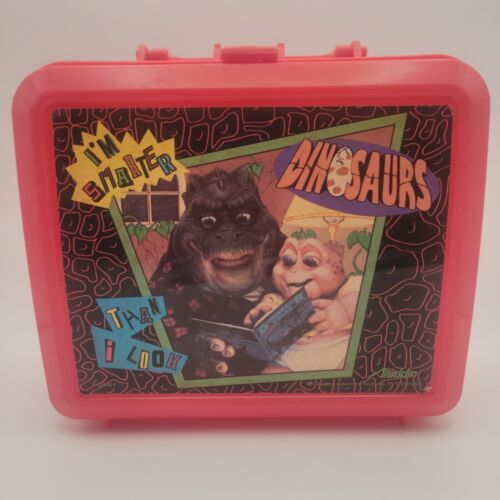 Vintage 1994 Dinosaurs TV Show Lunch Box Red Aladdin Made In USA Father Baby - Picture 2 of 10