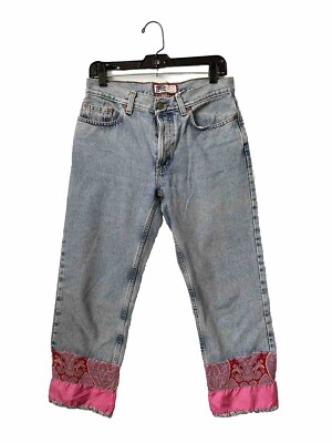 Vintage 2000 s Y2K Embellished cropped embroidery patchwork jeans 8 Boho Fairy