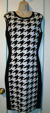 Calvin Klein Black & White Houndstooth Knit Sheath Dress Women's sz. Small