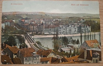 Constance, view of Seestrasse, railway bridge, Kreuzlingen, 1908