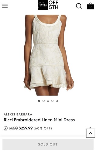 Alexis Embroidered Ivory 100% Linen Mini Dress W/Raffia Trim Sz S $650 Org Beach - Picture 2 of 13