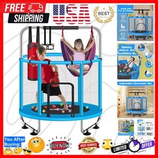 55" Trampoline for Kids with Enclosure, 440lbs Capacity Indoor  Outdoor Todd...