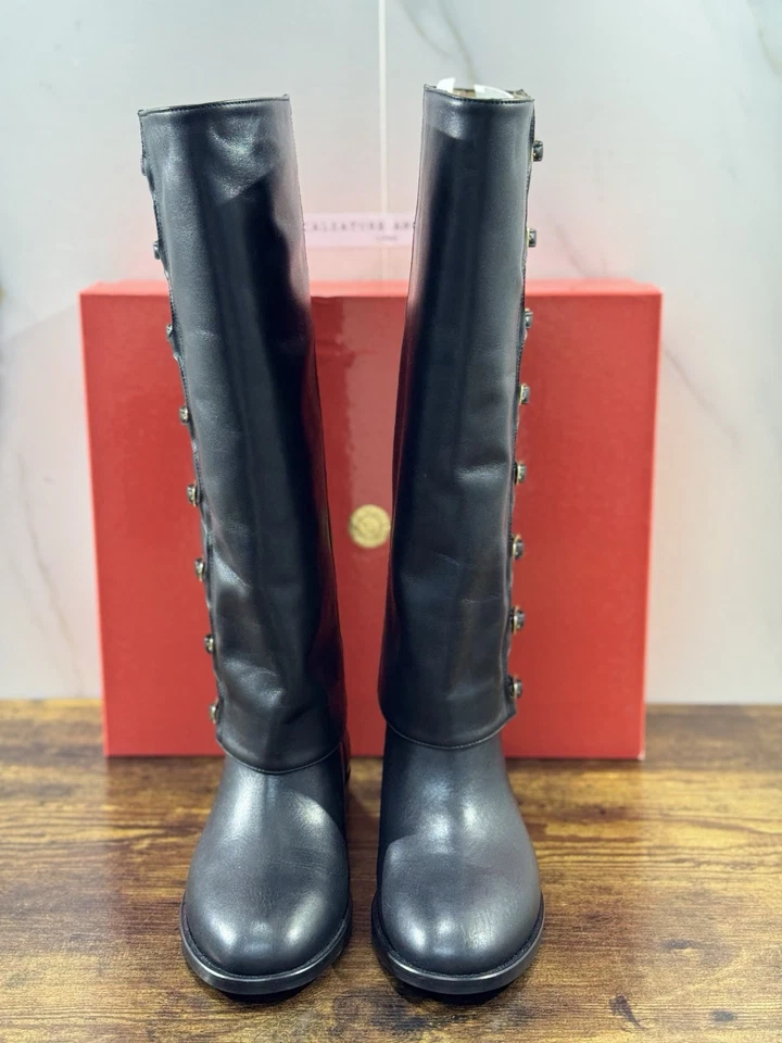 WO Milano Bottes Femme Cuir Noir Casual Tacco Luxe 36 - Photo 2/4
