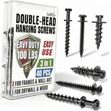 Bear Claw Picture Hangers, Multi-Purpose Double-Headed 40 Black Three Size