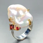 Fine Art Natural Baroque Pearl Ring 925 Sterling Silver Size 8 /R467035
