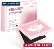 Sooez Black Ink Pad with Snap Closure, Cute Large Stamp Pad for Rubber Stamps, 4
