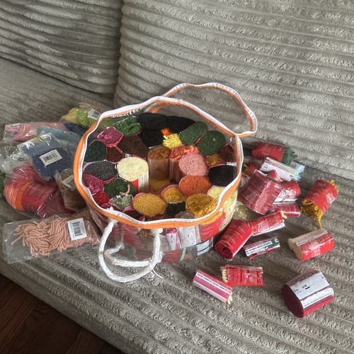 Bulk Latch Hook Rug Yarn Lot With Carrying Case. Variety Of Colors. Premium.