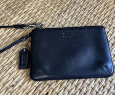 Vintage Coach Black Leather 1941 Wristlet Y2K Embossed Tag EUC