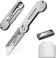 WORKPRO 2PCS EDC Folding Utility Knife, Mini Box Cutter with Quick Open Axis Loc