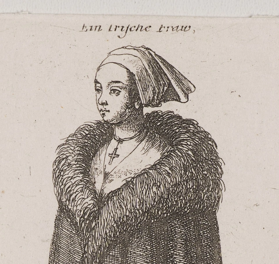 W. HOLLAR (1607-1677), Irische Frau im Pelzmantel,  1649, Radierung Barock - Bild 3 von 4