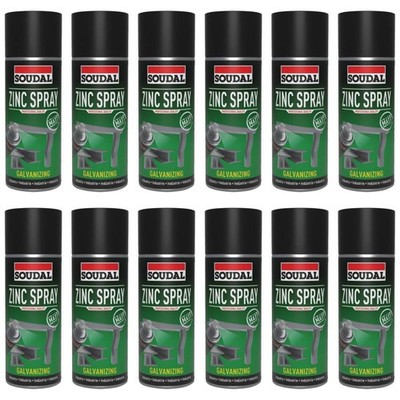 12x Soudal Zinkspray Glänzend Korrosionsschutz Rostschutz Haftgrund 400ml Dose