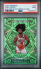 2024-25 Panini Obsidian - Coby White  #131 Electric Etch Green Flood 10/25 PSA 9