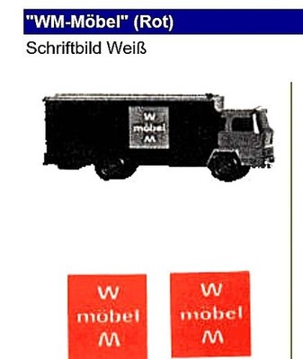 WM möbel - rot Ersatz Aufkleber f. WIKING Magirus Koffer Möbelwagen # 425 /  436