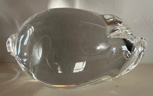 Steuben Glass pig Boar 3" Hand Cooler Paperweight Signed Euc