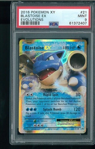 PSA 9 Blastoise EX - 21/108 - Evolutions Graded Pokemon