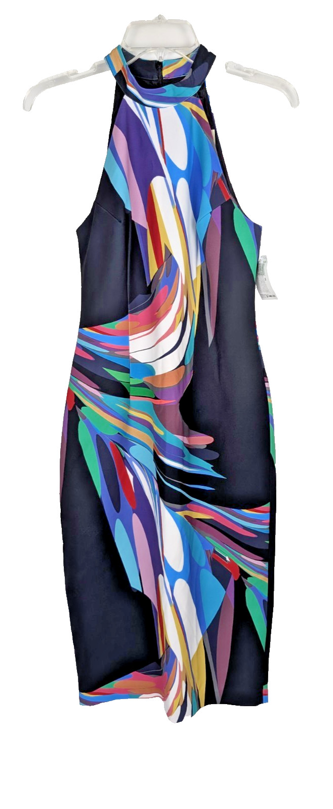 Trina Turk Emotion Color Swirl Sheath Halter Midi Dress Size 2 Resort Vacation