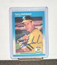 Terry Steinbach Signed IP 1987 Fleer Baseball Auto Rc Rookie Card Oakland A's. rookie card picture