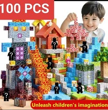 Blocchi Magnetici X100 Pezzi Mattoni Mini World Costruzione Giocattoli Educativi