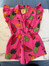 Hugo loves Tiki girls 8 year hot pink shorts romper fruit 100 organic cotton fl
