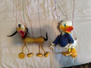 Pelham Puppets Pluto A12 AND Donald Duck SL15  Vintage Used In Original Boxes
