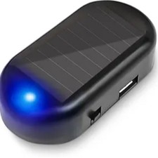 Solar Power Simulated Dummy Alarm, Anti-Theft LED Flashing Security Blue 1PCS