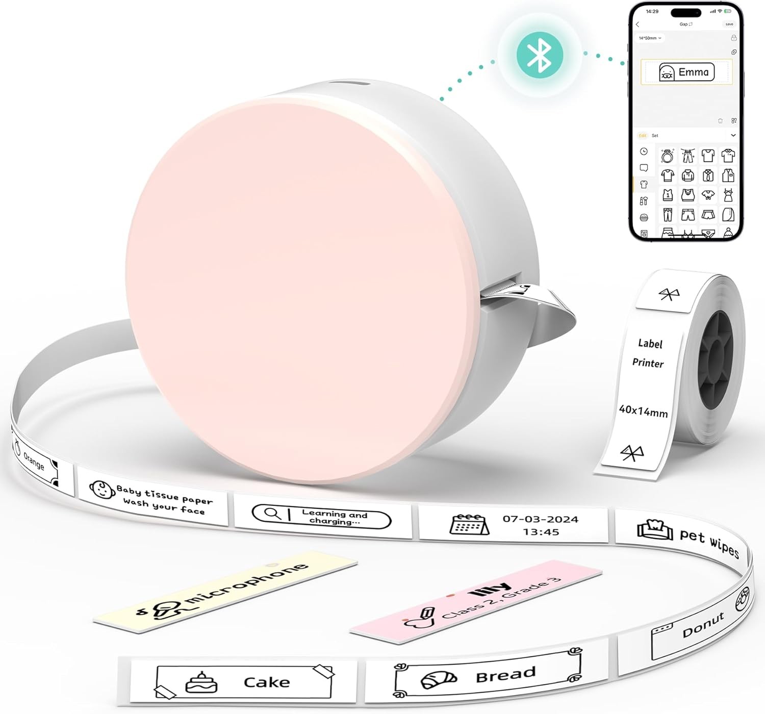 Portable Pink Label Maker Machine with Tape - HP3 Mini Printer 1 Pack-image