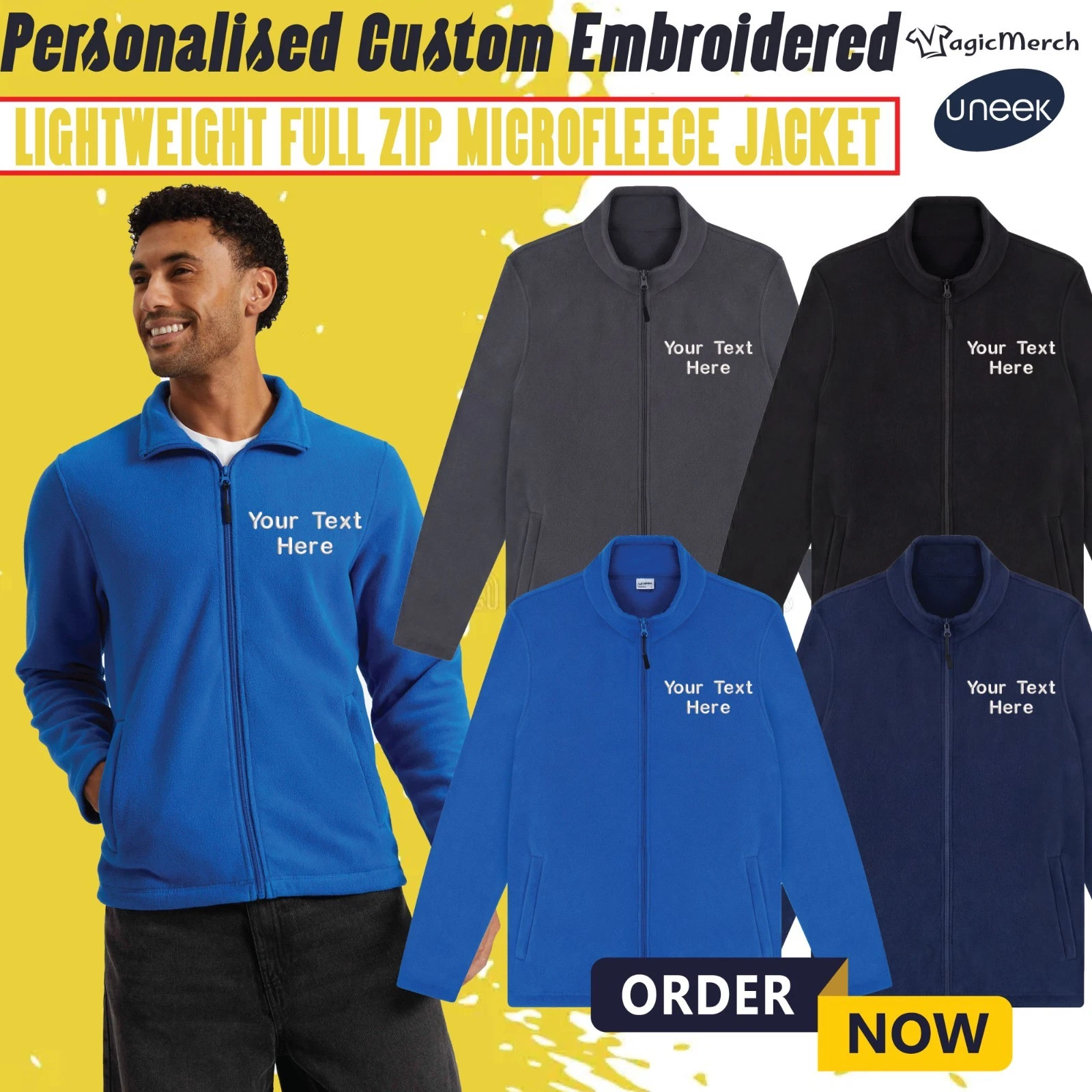 Personalised Embroidered Lightweight Full Zip Microfleece Jacket Work Wear