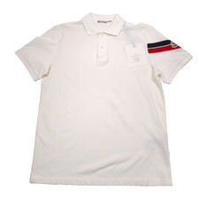  495 Moncler Off-White Short Sleeve Cotton Pique Polo Shirt Mens Size Medium