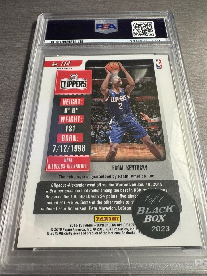 2018-19 Contenders Optic Shai Gilgeous-Alexander Orange Auto RC Black Box 1/1 - Image 4 of 4