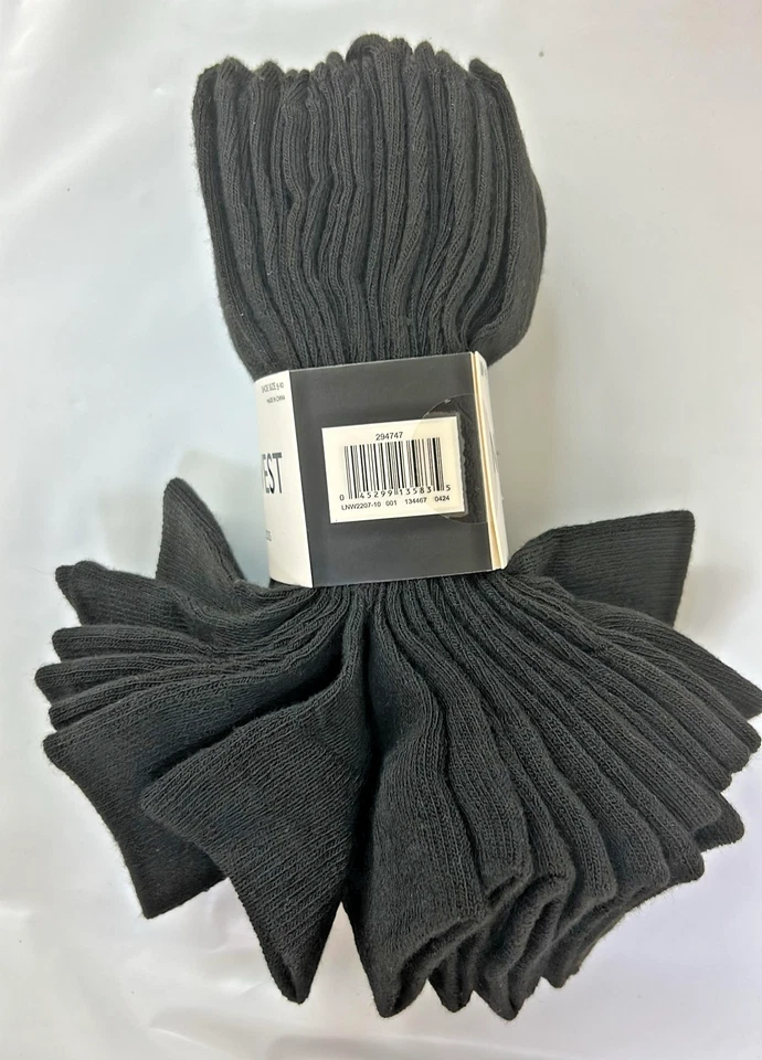 Pacote com 10 pares de meias femininas Nine West Quarter tamanho 5-10 pares pretas (LNW2207-10) - Imagem 2 de 2