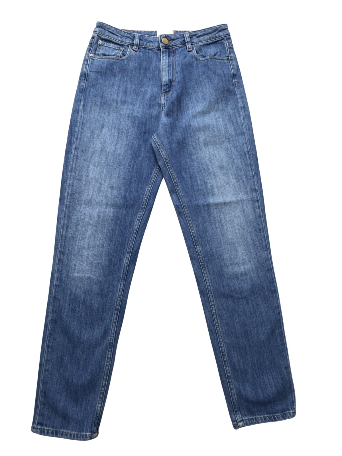 Sezane Straight Jeans Womens 28 Blue Medium Wash High Rise Cropped