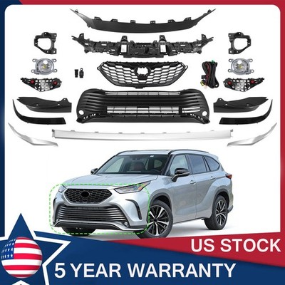 Front Bumper Cover Kit With Grille+Fog Lights For Toyota Highlander XSE 2021-24
