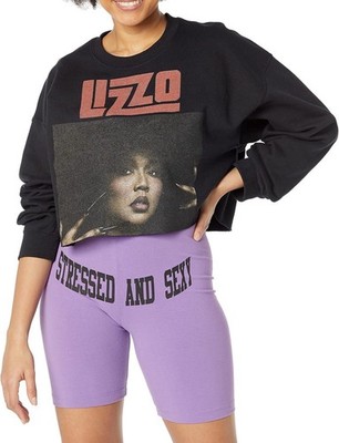 Lizzo Supreme Diva Graphic Cropped Sweatshirt   Black Arch Design Crewneck, 4XL,