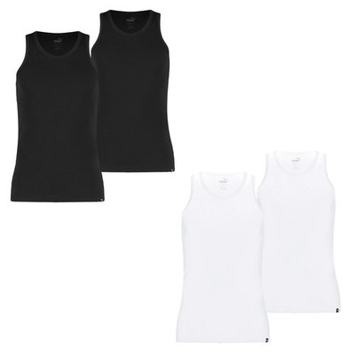 PUMA Herren Tank Top, 2er Pack - Basic, Unterhemd, Rundhals, Single Jersey, e...