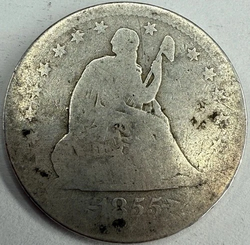 1855 Arrows Seated Liberty Quarter Exact Coin Imaged #SL275