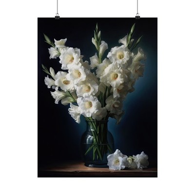 White Gladiolus Flower Art Print, Flower Painting, Flower Décor, Floral Art