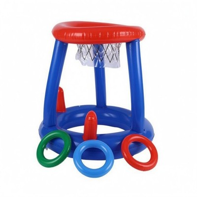 2-in-1 Pool Spiel Set Schnellaufbau Wasserbasketballkorb Spielzeug Kinderfreundlich
