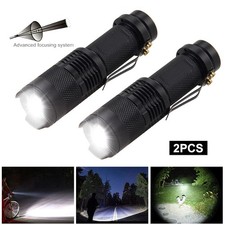 2PCS Mini LED Flashlight Zoomable 3-Mode Torch Astronomy Night White Light Torch