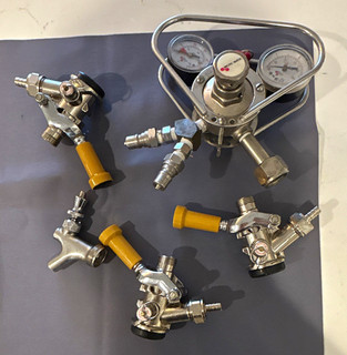 Micro Matic Commercial Keg Couplers Lot with Dual Gauge CO2 Regulator