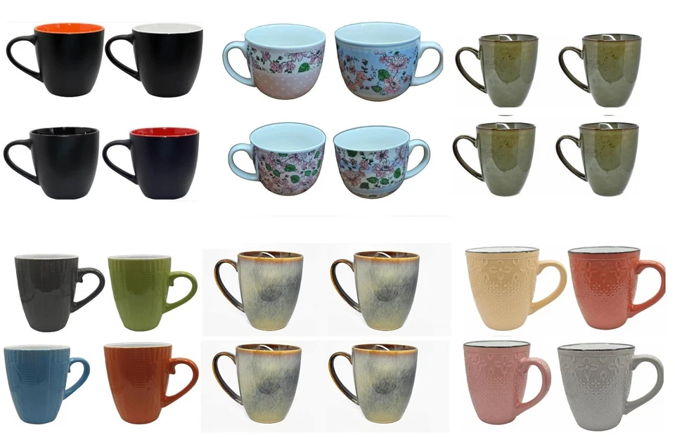 Mugs Sets of 4 Ceramic Teacup Coffee Mug Hot tea Latte Cappuccino Cups Gift set