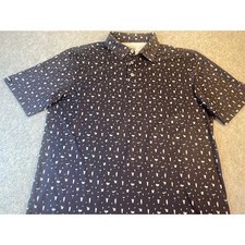 Straight Down Performance Mens Large Polo Short Sleeve Cocktail Drink Print