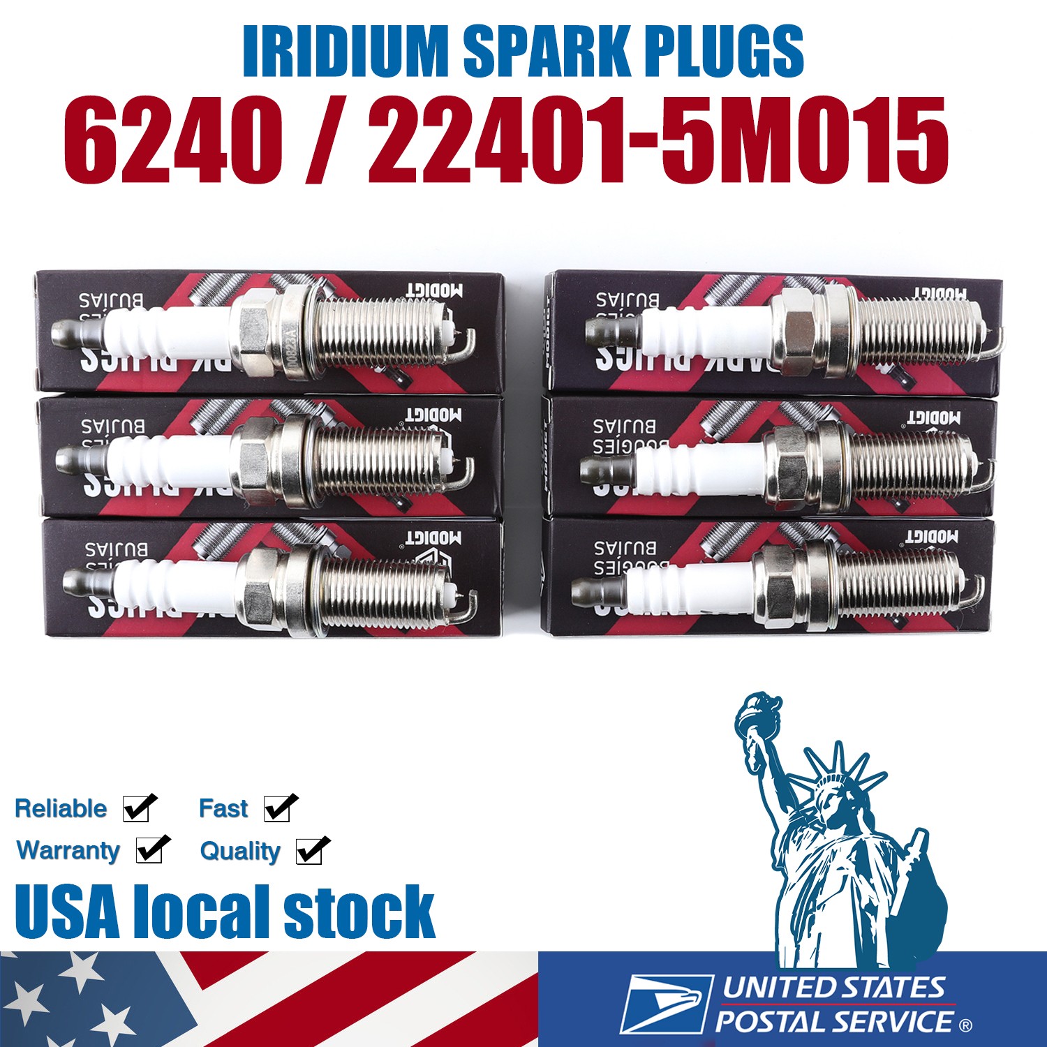 6X 6240 22401-5M015 Spark Plug For Nissan Quest Frontier Suzuki Equator 3.5 OEM