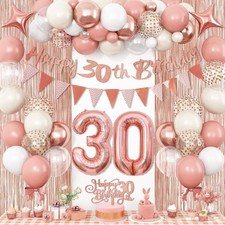 30th Birthday Balloon Arch Kit Rose Gold Blush Pink Number 30 Party Decor