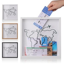 Concert Ticket Holder Shadow Box, Travel Memento Frame, 8x8 Display, White